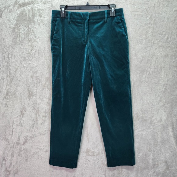 Wildfang Pants - Wildfang Pants Womens 2 Green Velvet Cropped Trousers Stretch Dressy Casual